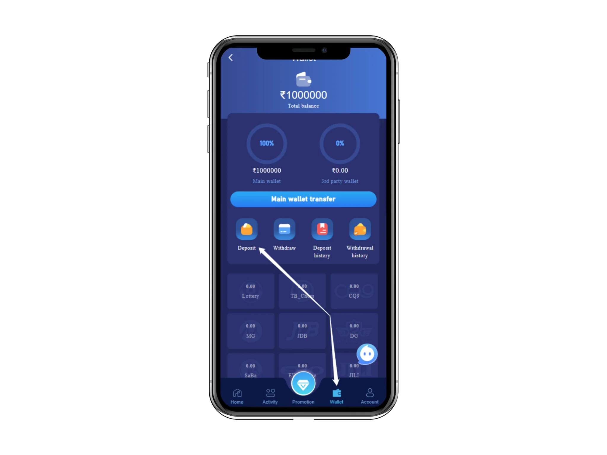 Tiranga Games wallet